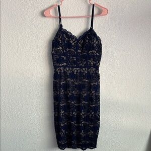 B Darlin Navy Lace Midi Dress
